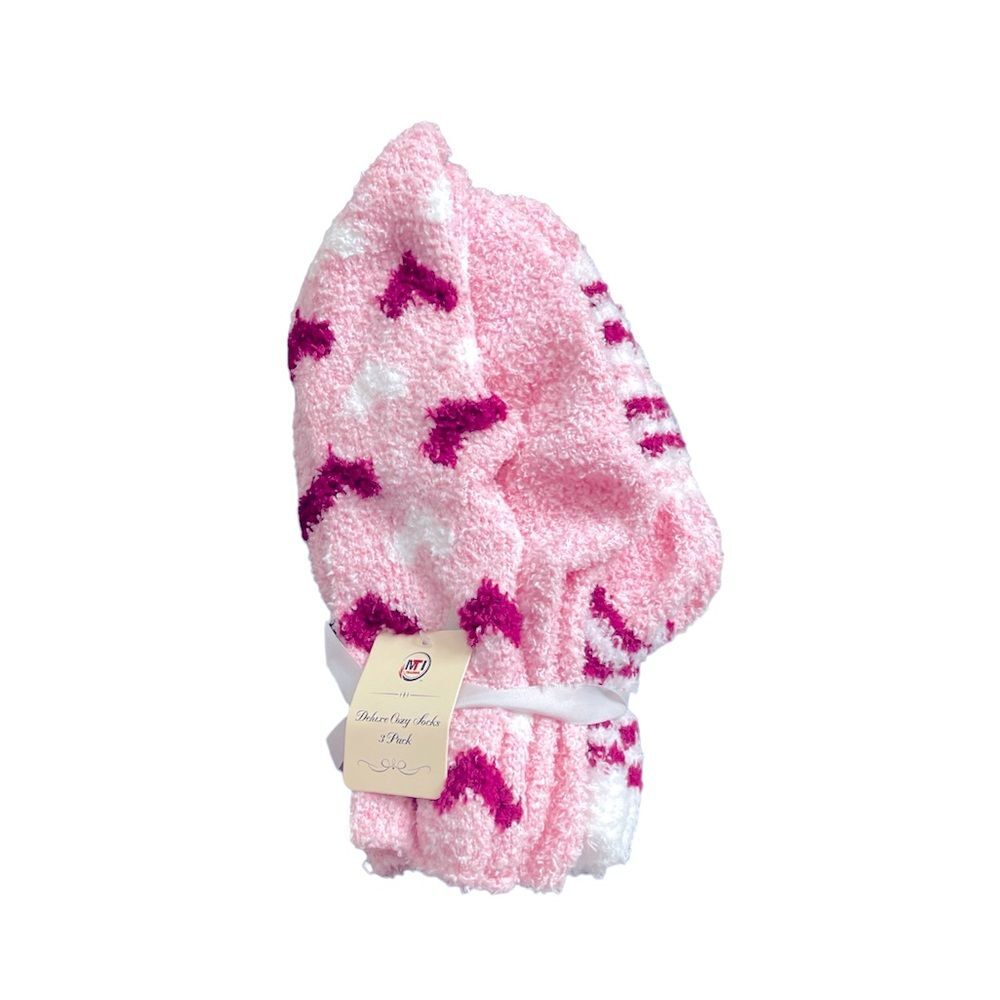 Women's One Size Deluxe Cozy Soft Socks 3-Pack Fits Most Color Pink NWT